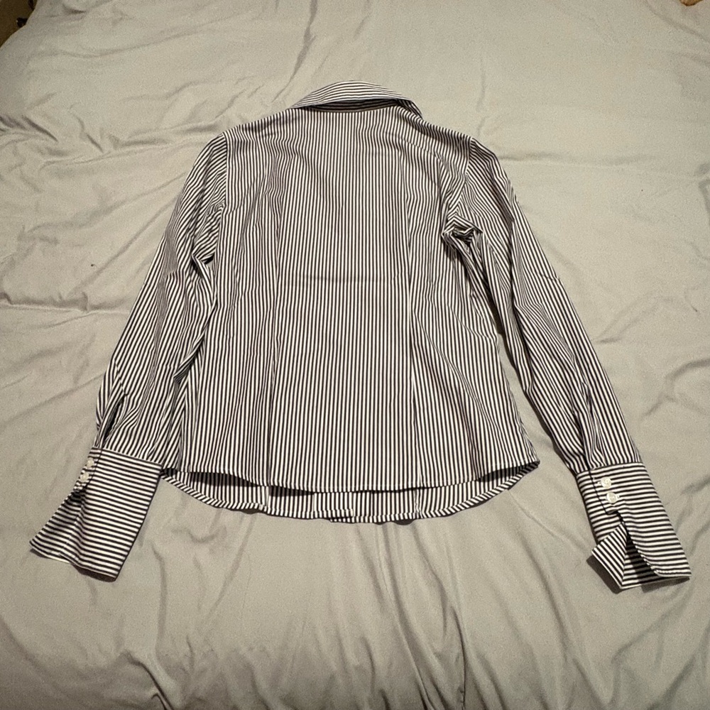 Calvin Klein Black and White Striped Button Down Dress Shirt